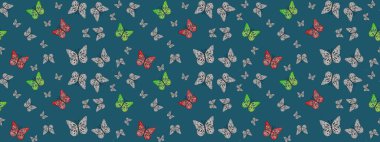 Ambalajlar, duvar kağıtları, kumaş tasarımı ve kağıt için hoş bir arkaplan. Robot resim. Mavi renkli resimler. Güzel kelebek raster desenli resim tasarımı.