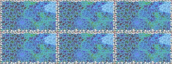 Mavi arka planda kelebek. Davetiye, kart ve parmak izi için basit kadınsı bir model. Raster illüstrasyonu. Kusursuz..