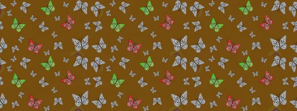 Raster illüstrasyonu. Soyut renkli güzel kelebek. Kahverengi renklerin çizimi. Taslak arkaplan.