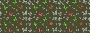 Şirin Raster çizimi. Kelebekler eskizi yeşil renklerle çizerler. Web sayfası arkaplanları, duvar kağıtları, tekstil, yüzey dokuları için mükemmel.