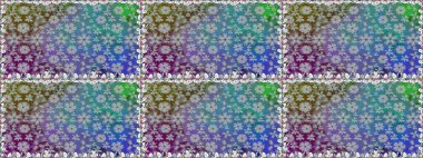 Şirin çiçek elementleri. Kusursuz desenli, modaya uygun kumaş deseni. Raster illüstrasyonu. Renkli Bahar Temalı Kusursuz Arkaplan. Düz Çiçek Elementleri Tasarımı.