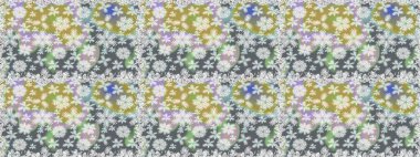 Düz Çiçek Elementleri Tasarımı. Gri renkli çiçekler. Çiçekle kusursuz desen. Renkli Bahar Teması Kusursuz Arkaplan.