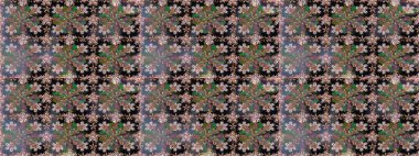 Hediye ambalaj kağıdı, tebrik kartları, posterler ve pankart tasarımı. Kahverengi renkli çiçekler. Raster düz çiçekleri pürüzsüz desen.