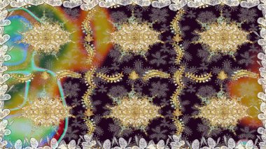 2019 Noel 'i, kar tanesi, yeni yıl. Kahverengi renklerde ve altın elementlerle klasik, pürüzsüz desen.