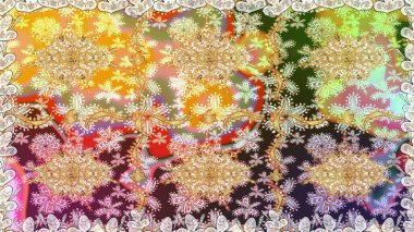 Raster Golden Mehndi kusursuz desen. Tarafsız renklerde desen. Kına dövmeli süs çiçekleri, altın çıkartmalar, mehndi ve yoga tasarımı, kartlar ve parmak izleri..