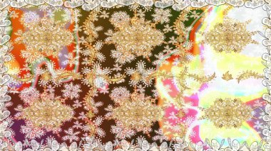 Kusursuz oryantal klasik altın desen. Tarafsız renklerde altın tekrarlayan elementler içeren Raster soyut arkaplanı.