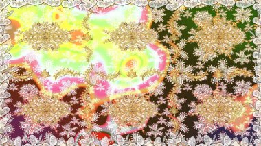 Tarafsız renklerde, altın elementlerle kusursuz klasik desen. Noel, kar tanesi, yeni yıl 2019.