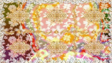 Altın elementlerle bej renklerde altın desen. Kusursuz altın desen. Raster doğulu süsü.