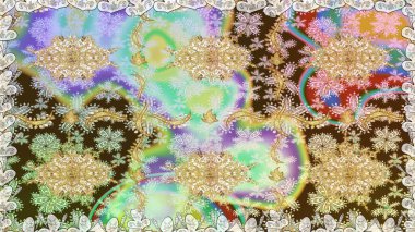 Barok tarzında kusursuz bir doğulu süsü. Raster geleneksel altın pürüzsüz desen nötr renkler üzerinde.