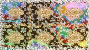 Barok tarzında kusursuz bir doğulu süsü. Tarafsız renklerde ve altın elementlerle geleneksel klasik altın raster deseni.