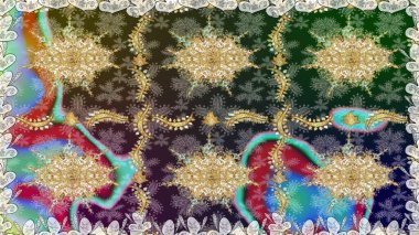 Kusursuz oryantal klasik altın desen. Tarafsız renklerde altın tekrarlayan elementler içeren Raster soyut arkaplanı.