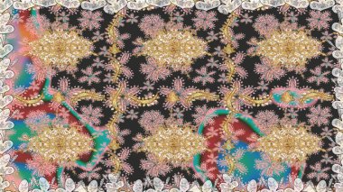 Kusursuz kıvırcık saçlar. Doğulu stil, altın elementli gri renkli altın desenli arabesk yapar. Raster altın desen.