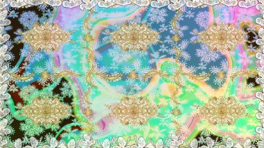 Barok tarzında kusursuz bir doğulu süsü. Tarafsız renklerde ve altın elementlerle geleneksel klasik altın raster deseni.