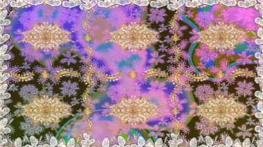 Raster oryantal süs. Altın elementlerle nötr renklerde altın desen. Kusursuz altın desen.