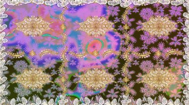 Kusursuz oryantal klasik altın desen. Tarafsız renklerde altın tekrarlayan elementler içeren Raster soyut arkaplanı.