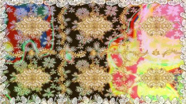 Kusursuz oryantal klasik altın desen. Kahverengi renklerde altın tekrarlayan elementler içeren Raster soyut arkaplanı.