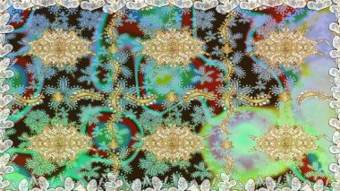 Paisleys zarif çiçek desenli arkaplan duvar kâğıdı çizimi klasik stil, modern 3D çizgili sanat eseri altın ve nötr desenli çiçek yaprakları ve süslemeleri..