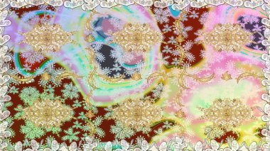 Barok tarzında kusursuz bir doğulu süsü. Raster geleneksel altın pürüzsüz desen nötr renkler üzerinde.