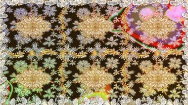 Kahverengi renklerde ve altın elementlerle geleneksel altın sarısı desen. Barok tarzında kusursuz bir doğulu süsü..