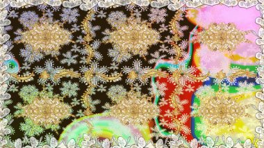 Kusursuz altın desen. Altın elementlerle nötr renklerde altın desen. Raster doğulu süsü.