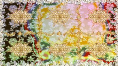 Tarafsız renklerde, altın elementlerle kusursuz desen. Klasik klasik klasik arka plan. Kusursuz klasik raster altın desenli. Geleneksel oryantasyon süsü.