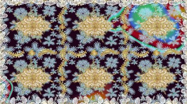 Geleneksel oryantasyon süsü. Klasik klasik klasik arka plan. Klasik raster sarısı, kusursuz desen. Tarafsız renklerde altın elementlerle kusursuz desen.