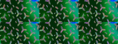 Kar tanesi süsleme deseni. Kar taneleri arka planda. Arkaplanda soyut kar taneleri olan düz tasarım. Kar taneleri deseni. Raster illüstrasyonu.