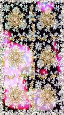 Kusursuz damaske klasik altın desen. Raster illüstrasyonu. Tekrarlayan elementlerle soyut arkaplan oluşturun. Tarafsız renklerde altın desenli altın elementler.