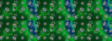 Yeşil renkli çiçekler. Renkli Bahar Temalı Kusursuz Arkaplan. Güzel çiçek deseni. Düz Çiçek Elementleri Tasarımı.