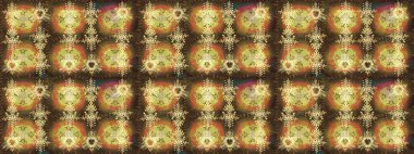 Farklı kar taneleri toplayıcısı, kahverengi, nötr ve sarı renklerde kış elementleri. Raster Noel soyut renkli arkaplan ve tatlı kar tanesi.