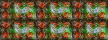 Yüzey için tekrarlanan doku, ambalaj kağıdı, kahverengi, yeşil ve gri renkler. Renkli arka planda izole kar taneleri. Raster illüstrasyonu. Kış kar tanesi, raster arkaplan.