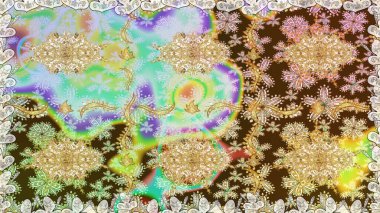 Klasik klasik klasik arka plan. Geleneksel oryantasyon süsü. Tarafsız renklerde ve altın elementlerle. Klasik altın sarısı..