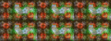 Yüzey için tekrarlanan doku, ambalaj kağıdı, kahverengi, yeşil ve gri renkler. Renkli arka planda izole kar taneleri. Raster illüstrasyonu. Kış kar tanesi, raster arkaplan.