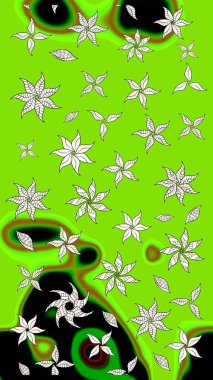 Raster düz çiçek çizim deseni. Yeşil renkli çiçekler. Tasarım hediye paketi, tebrik kartları, posterler ve afiş tasarımı.