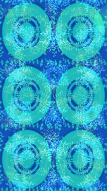 Raster illüstrasyonu. Mavi, yeşil ve nötr kar taneleri. Noel ve yeni yıl moda baskıları için tatil tasarımı. Kar tanelerinin soyut arkaplanlı Noel deseni.