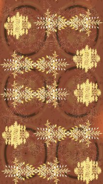 Kahverengi, sarı ve bej renkli kar tanesi raster deseni çok hoş. Düz kar karalama ikonları, yılbaşı afişi için kar taneleri silueti, kartlar. Yeni yıl kar tanesi.