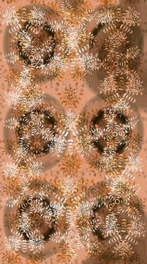 Mandalas 'ın dekoratif dokusu. Kumaş veya Duvar Kağıdı Tasarımı. Lace Snowflakes 'in etnik kökü. Folk Style. Stilize Çiçekler. Raster illüstrasyonu. Tekstil için Lacy Moda Yazdırma.