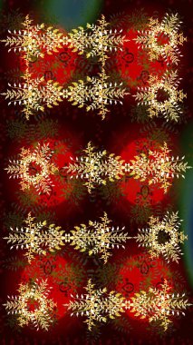 Farklı kar taneleri toplayıcısı, farklı renklerde kış elementleri. Raster Noel soyut renkli arkaplan ve tatlı kar tanesi.