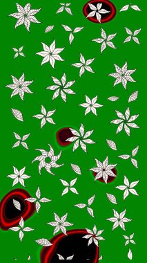 Raster illüstrasyonu. Yeşil renkte güzel bir tekstil. Suluboya çiçekli çiçek deseni.