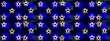 Güzel tasarım. Mavi, siyah ve nötr kar taneleri. Noel için tatil tasarımı, yeni yıl moda baskıları. Kar tanelerinin soyut arkaplanlı Noel arkaplanı. Raster illüstrasyonu.