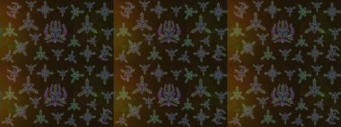 Raster Yumuşak kumaş deseni. Klasik taslak çizimi. Çiçeksel kahverengi, gri ve yeşil çizim desenleri. Raster çiçek izi..