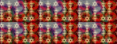 Raster illüstrasyonu. Renkli arka planda izole tatlı kar taneleri. Soyut mandala ya da tuhaf kar tanesi çizgisi sanat tasarımı.