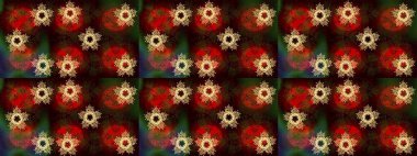 Kahverengi, kırmızı ve siyah renklerde şirin kar taneleri. Kışın sembolü, mutlu noeller, mutlu yeni yıl kutlaması Raster illüstrasyonu. Soyut duvar kâğıdı, ambalaj dekorasyonu. Kar tanesi kadar basit..