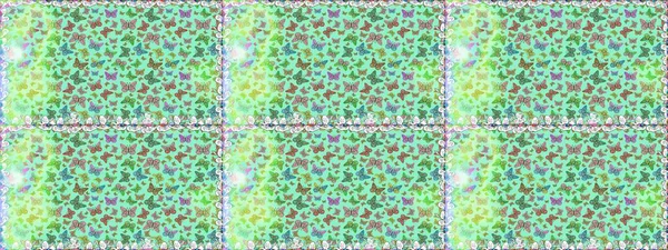 Duvar kağıtları, web sayfası geçmişi, yüzey dokuları, tekstil için mükemmel. Raster Kelebekleri deseni. Soyut, pürüzsüz bir arkaplan. Tropikal kelebeklerle mavi ve yeşil renkli resimler.