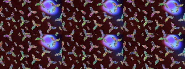 Raster illüstrasyonu. Kahverengi, mavi ve menekşe rengi kar tanecikleri. Kar Tanesi Mozaik ikonu. Grafiksel element dekorasyonu. Düz dizayn. Sembol kışı, donmuş, Noel, yeni yıl tatili.