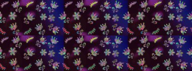 Cute flower raster pattern. Colour Spring Theme sketch pattern Background. Flowers on brown, blue and black colors. Flat Flower Elements Design.