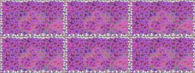Simple cute pattern for card, print, invitation. Raster traditional folk flowers decor on violet purple background for clothing design. Embroidery trend floral seamless pattern with exotic butterflies