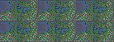 Raster illüstrasyonu. Sonsuz. Yeşil, mavi ve gri renkli suluboya kelebekleri olan pürüzsüz bir arkaplan deseni. Yazdırmayı tekrarla.