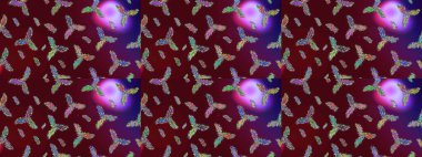 Kahverengi, mor ve mor renkli kar tanesi süsü. Kar tanesi süsü Raster illüstrasyonu. Kar taneleri izole edildi. Güzel süs eşyası..