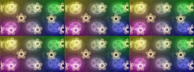 Yeşil, nötr ve mor renkli kristal kar tanesi. Raster illüstrasyonu.